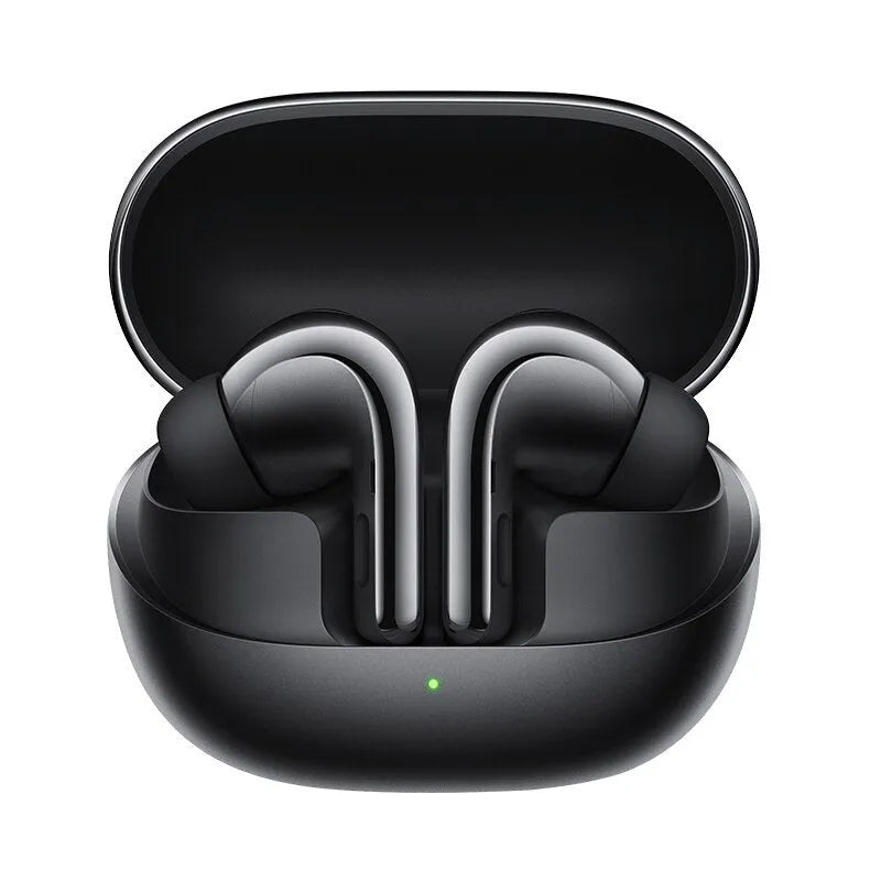 Black and gold Active Noise Reduction True Wireless Bluetooth in-ear earbuds with charging case.