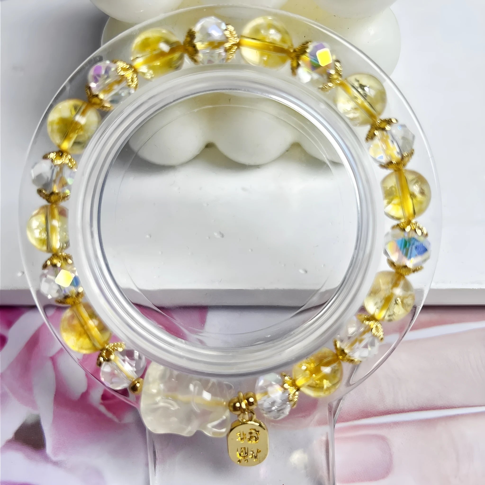 Handmade citrine crystal bracelet with nine-tail fox design for women