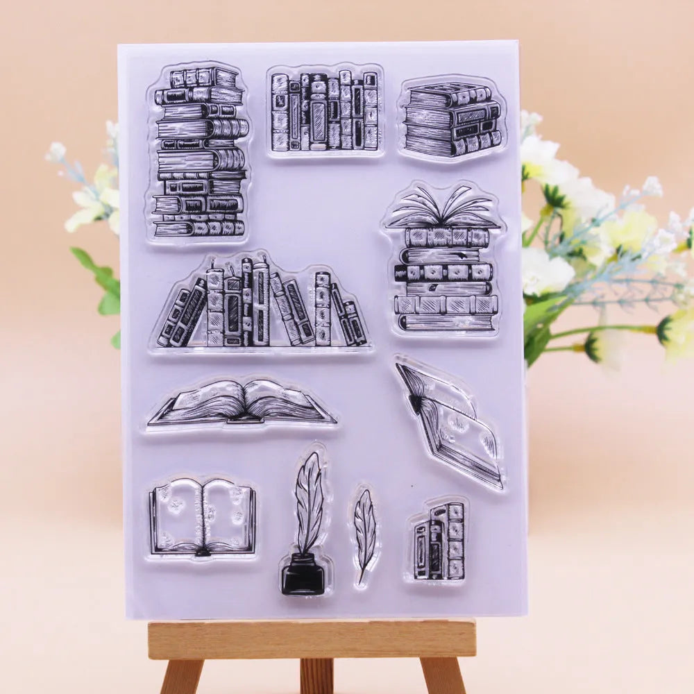 Transparent silicone stamp with white seal pattern measuring 11 by 16 cm for craft projects