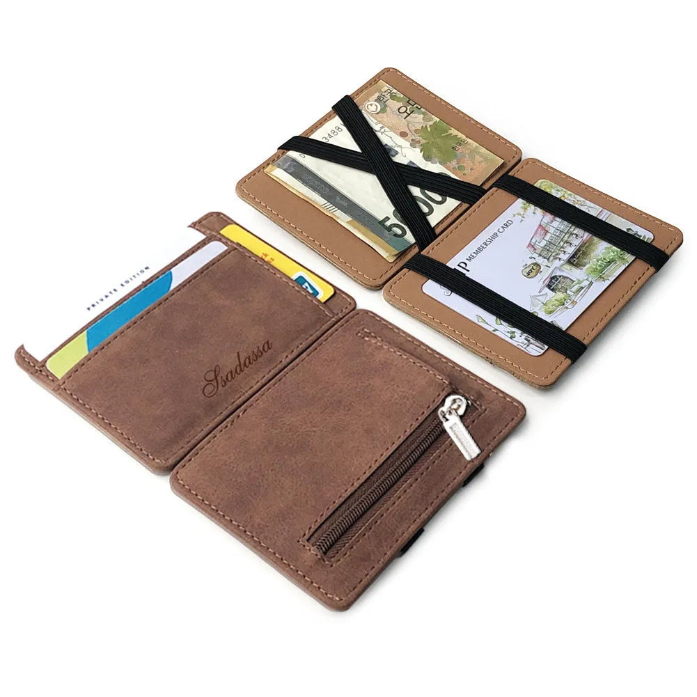 Korean-style matte leather magic wallet coin purse in horizontal square 10x7.5cm design