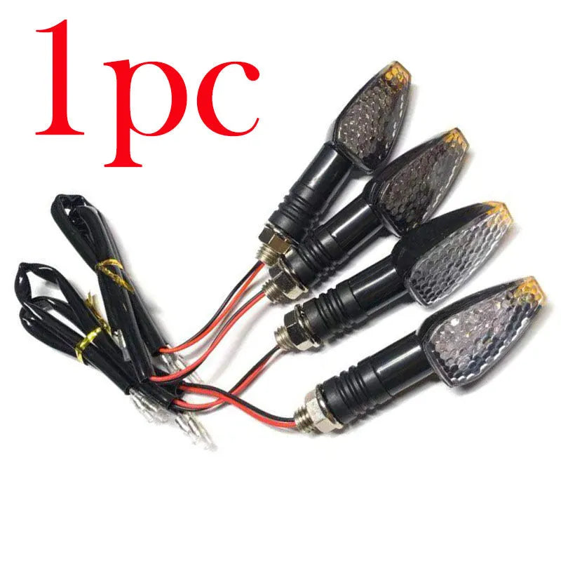 Motorcycle LED turn signal light 85mm length yellow light blackened shell