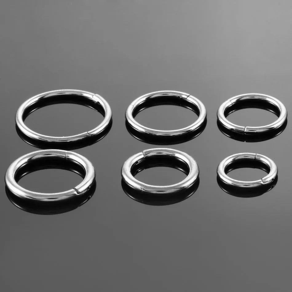 G23 titanium segment hinged ring nose clicker piercing in silver, gold, black, rose gold, rainbow colours