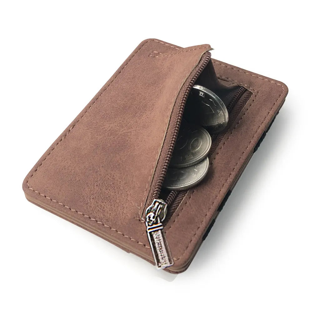 Korean-style matte leather magic wallet coin purse in horizontal square 10x7.5cm design