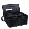 Black oxford cloth car trunk storage box with 33cm width and depth, 16cm height.