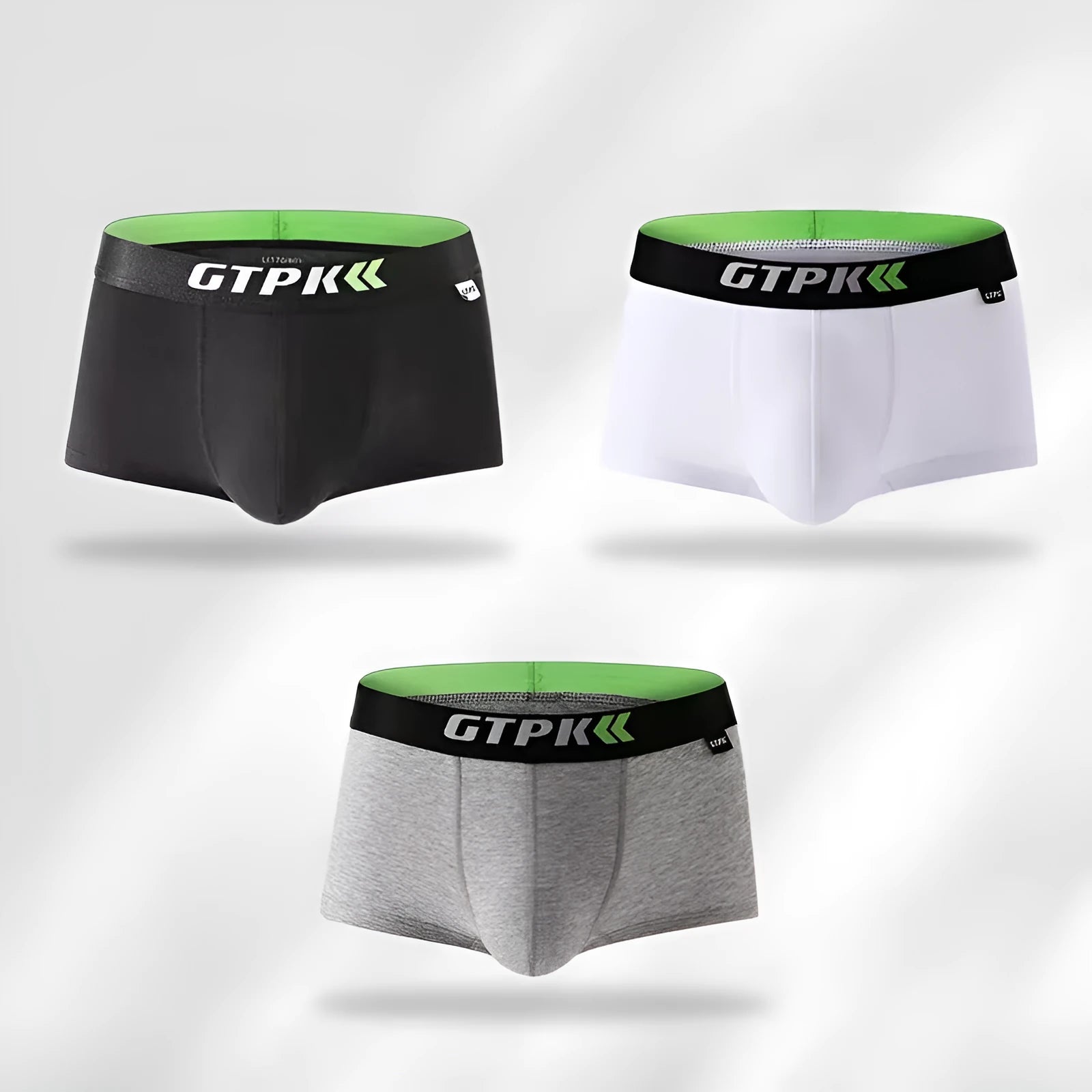 Men's cotton boxer briefs in solid colours, breathable knit fabric with mid-waist design