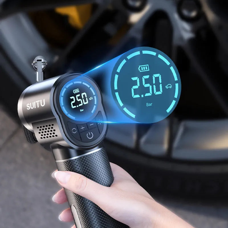 ST5518 wireless car tyre inflation pump with multiple nozzles and LED light