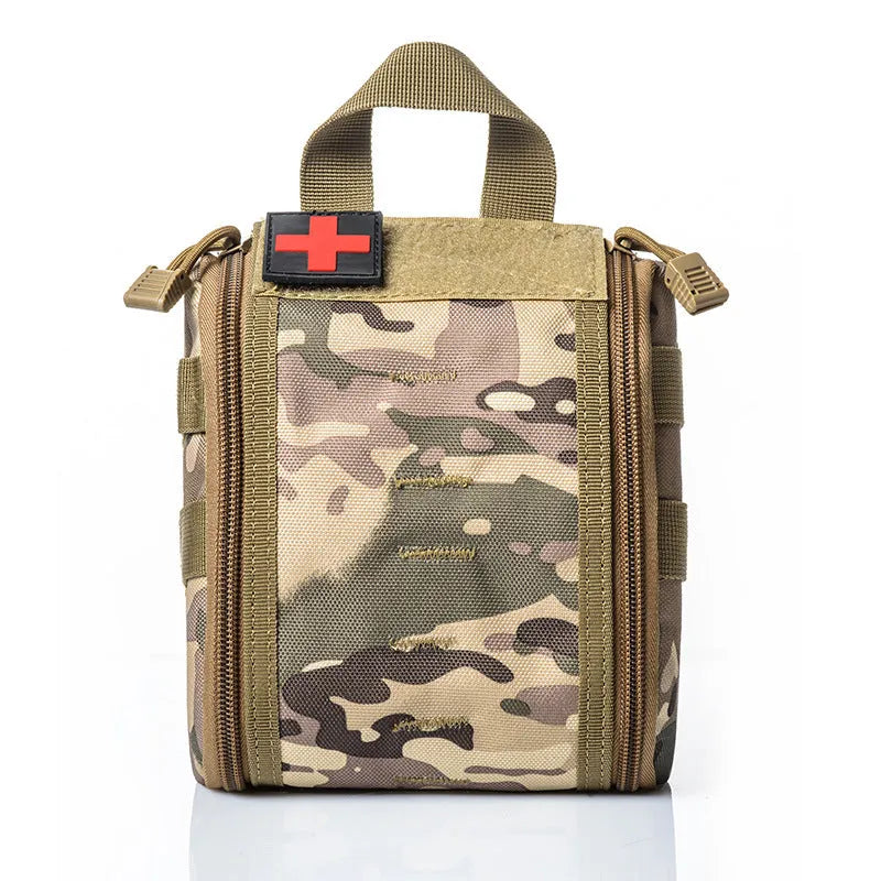 Small molle tactical pouch 14cm x 18cm x 6cm with zipper, shown in camouflage style