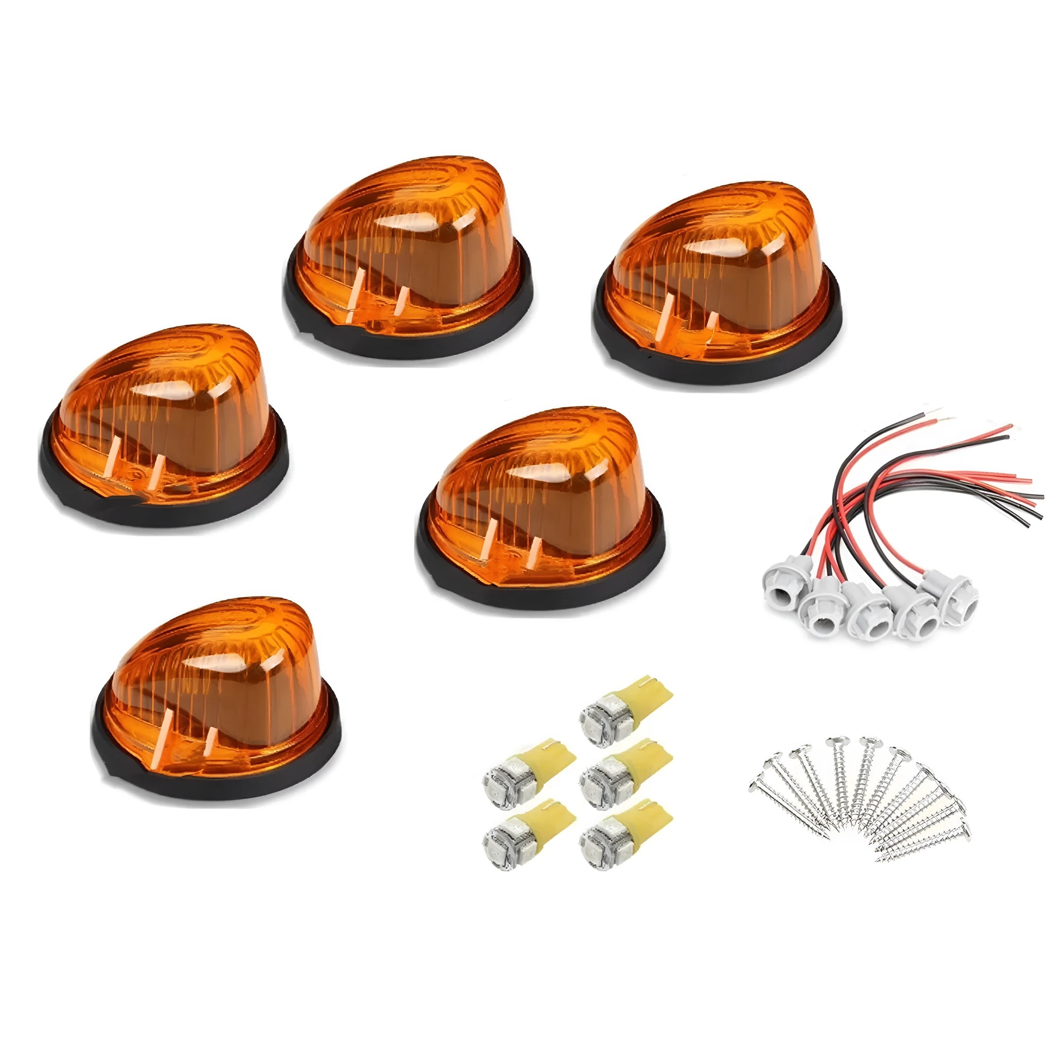Yellow roof cab marker light for commercial vehicles with 83mm dimension and T10 LED bulbs