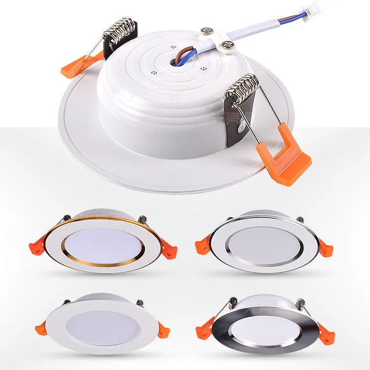 Aluminium anti-fog LED recessed downlight in multiple sizes for ceiling installation.