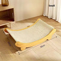 A pastoral-style cat scratch board with a woven sisal blanket scratching surface, shown in small and large size options.