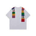 Men's patchwork letter design cotton t-shirt in loose fit with short sleeves