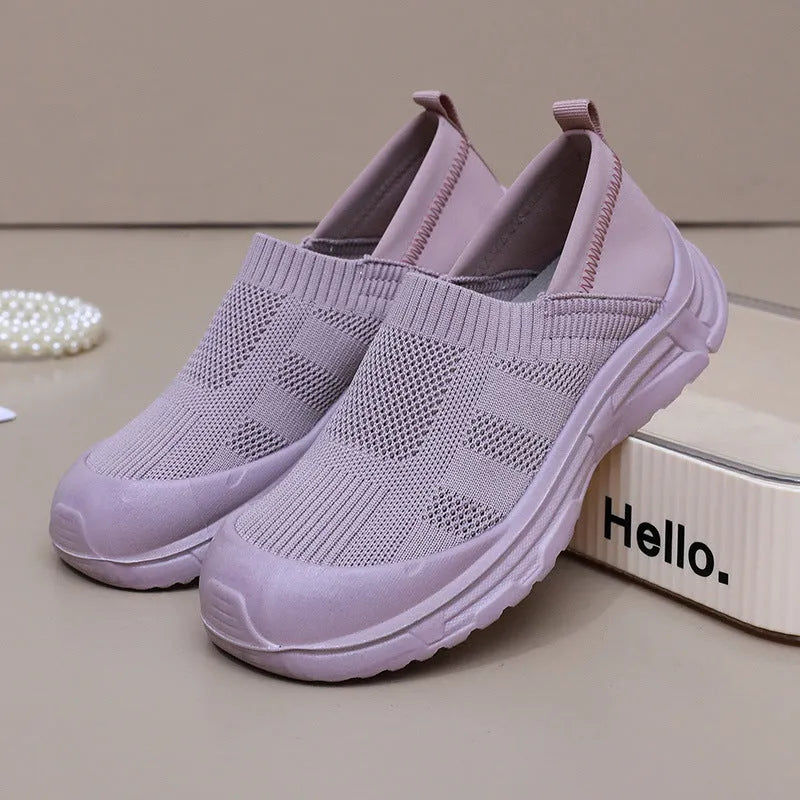 Women's slip-on one pedal shoes with soft PVC soles and breathable cloth uppers in multiple colours