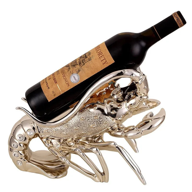 Lobster shaped wine rack ornament in rose gold or silver resin decorative piece