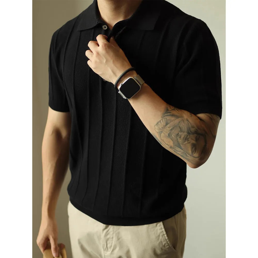 Men's solid colour polyester t-shirt in loose fit, available in black and white options