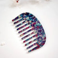 Retro easy matching hair comb in acetic acid, 10x6.2cm, shown in ivory white, transparent brown, crushed gem, and cherry blossom powder