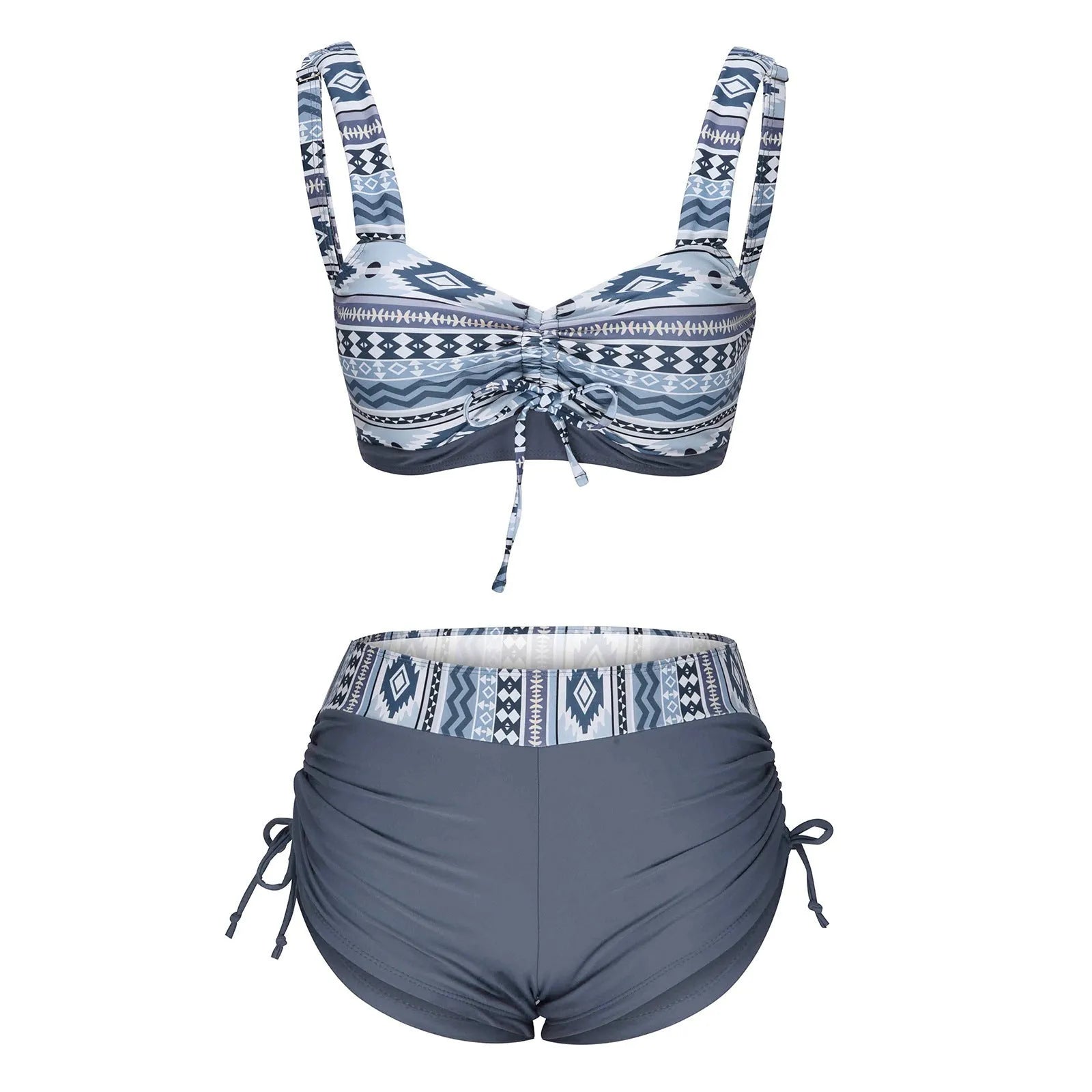 Women's split bikini swimsuit without underwire in picture colour for swimming activities