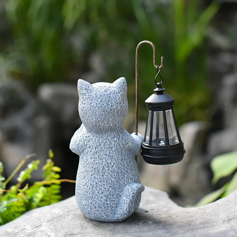 Solar garden lamp with kitten lifting design for outdoor gardens with IP44 waterproof rating