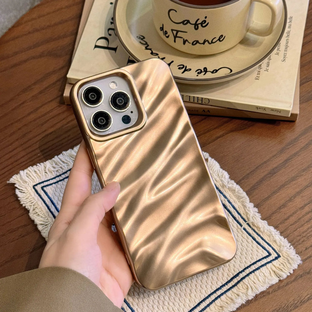 Desert gold TPU phone case with three-dimensional silk pattern for iPhone 15 Pro Max