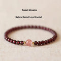 Natural garnet bracelet with U-shaped design showing 4mm and 6mm bead size options