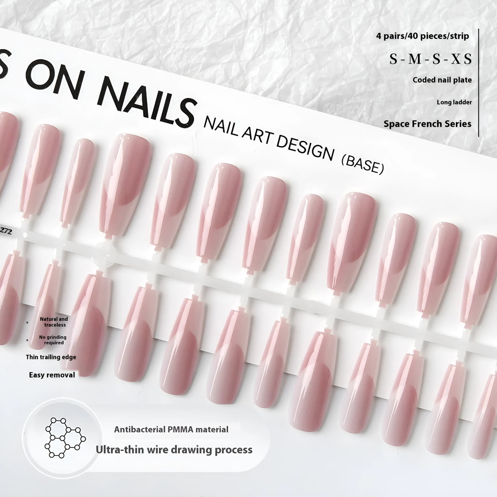 High-grade long crystal plated frosted seal nail sticker in bean paste chili colour, 40 pieces