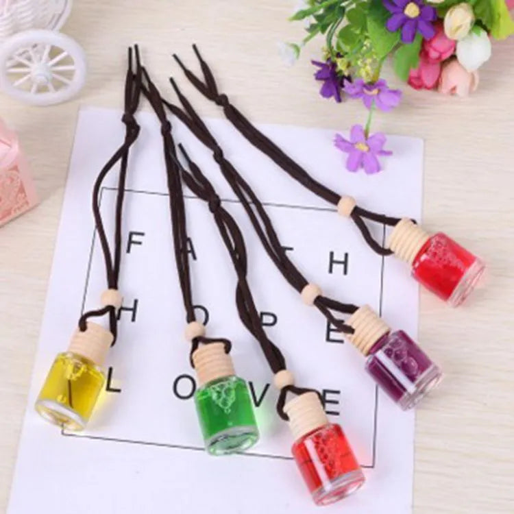 Glass bottle car air freshener hanging ornament with six fragrance options