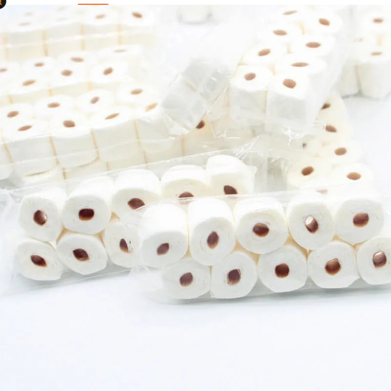 Miniature paper tissue roll model measuring 30mm wide by 15mm deep by 80mm high