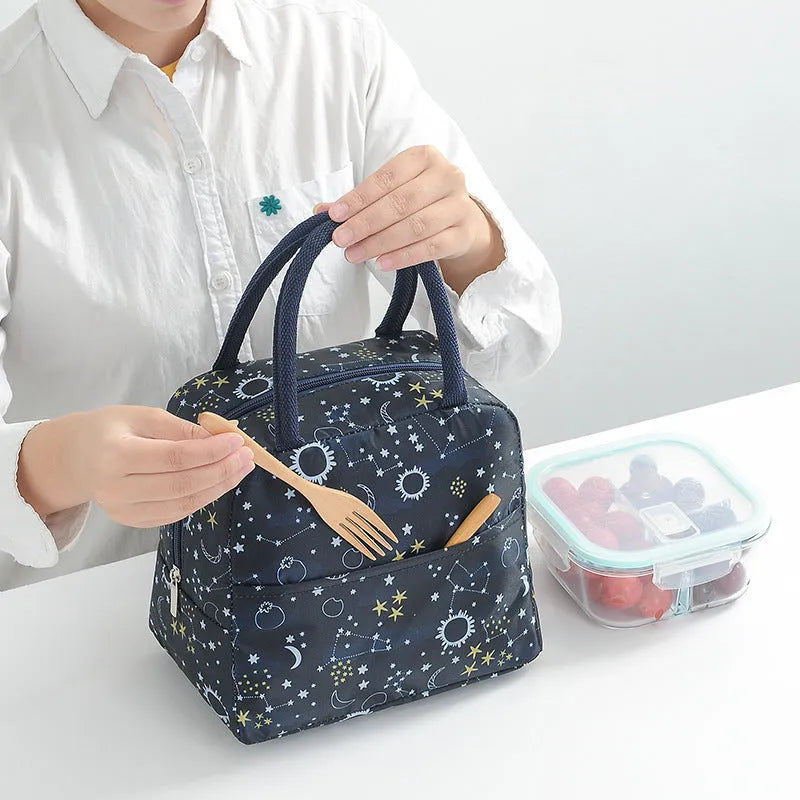 Insulated aluminium foil thermal lunch bag in Oxford cloth, shown in sea unicorn colour