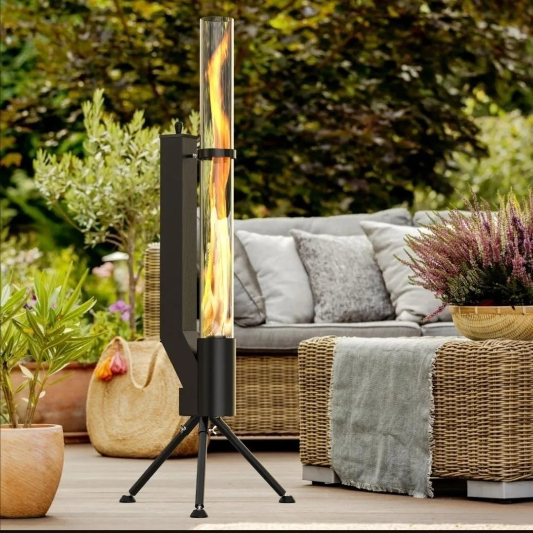 Vertical iron rocket furnace heating stove for courtyard garden outdoor use