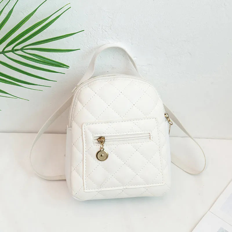 Girls' embroidered Korean-style hardback backpack in square shape, shown in pink colour.