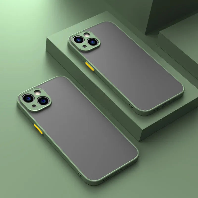 Frosted hard black iPhone case showing fine hole pattern and full camera lens cutout.