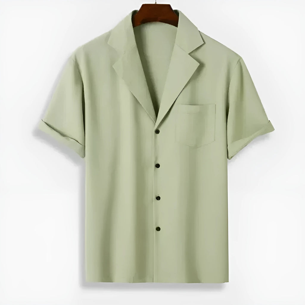 Men's short-sleeved striped lapel printed shirt in picture colour, loose cardigan style, 120g four-side elastic polyester fabric