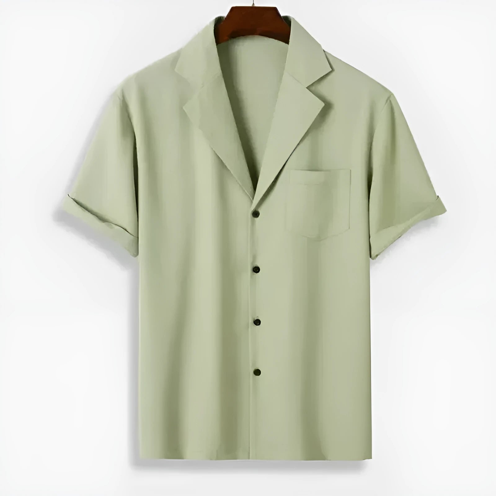 Men's short-sleeved striped lapel printed shirt in picture colour, loose cardigan style, 120g four-side elastic polyester fabric