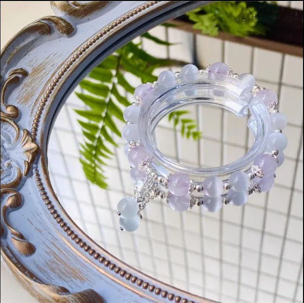 Opal amethyst crystal bracelet with moon shape design over 20mm for women