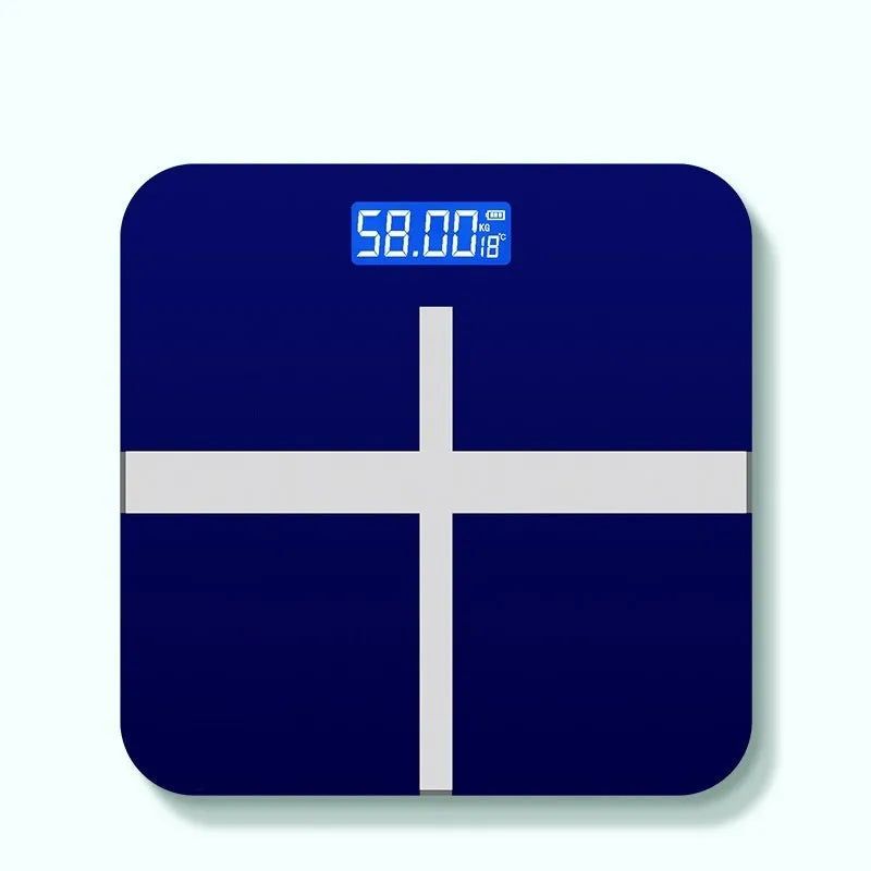 Electronic body scale with cross pattern in black, rose red, or white colours with USB charging