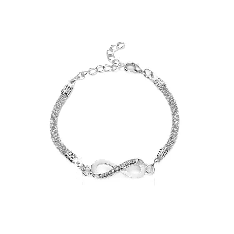 Silver-plated zinc alloy bracelet with geometric infinite design for women
