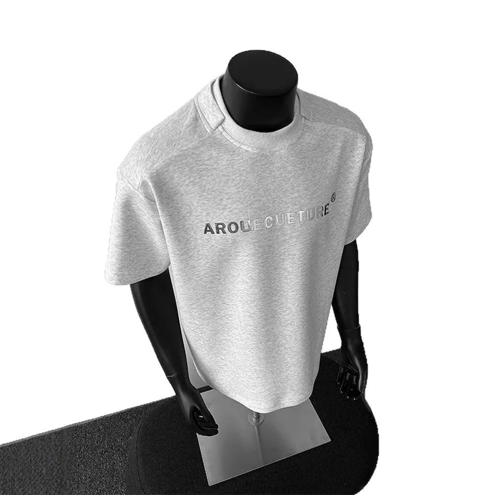 Men's oversized pure cotton short sleeve shirt with letter print in loose fit design