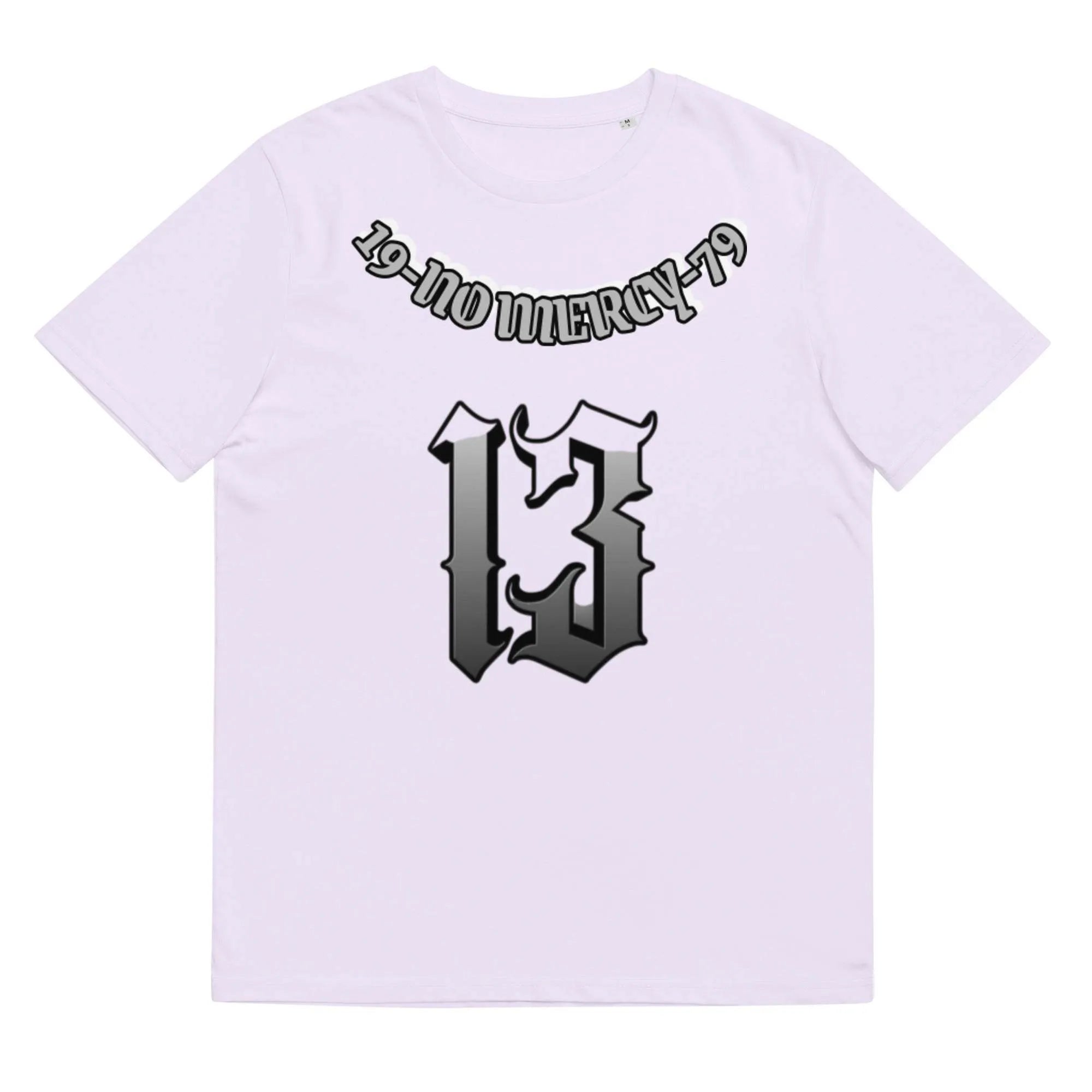 Straight-cut grey cotton t-shirt with short sleeves and a round neck on a hanger.