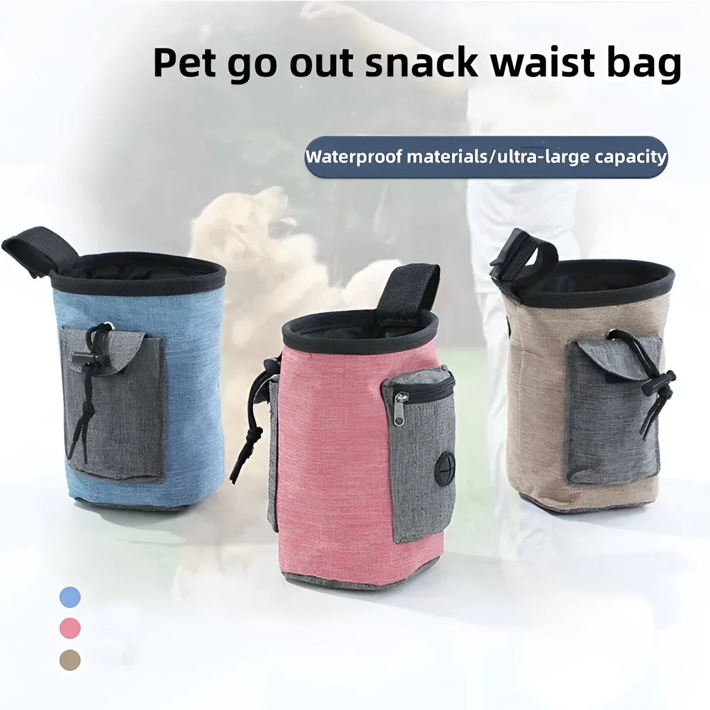 Portable pet training waist bag with waterproof cloth and plastic belt clip in multiple colour options