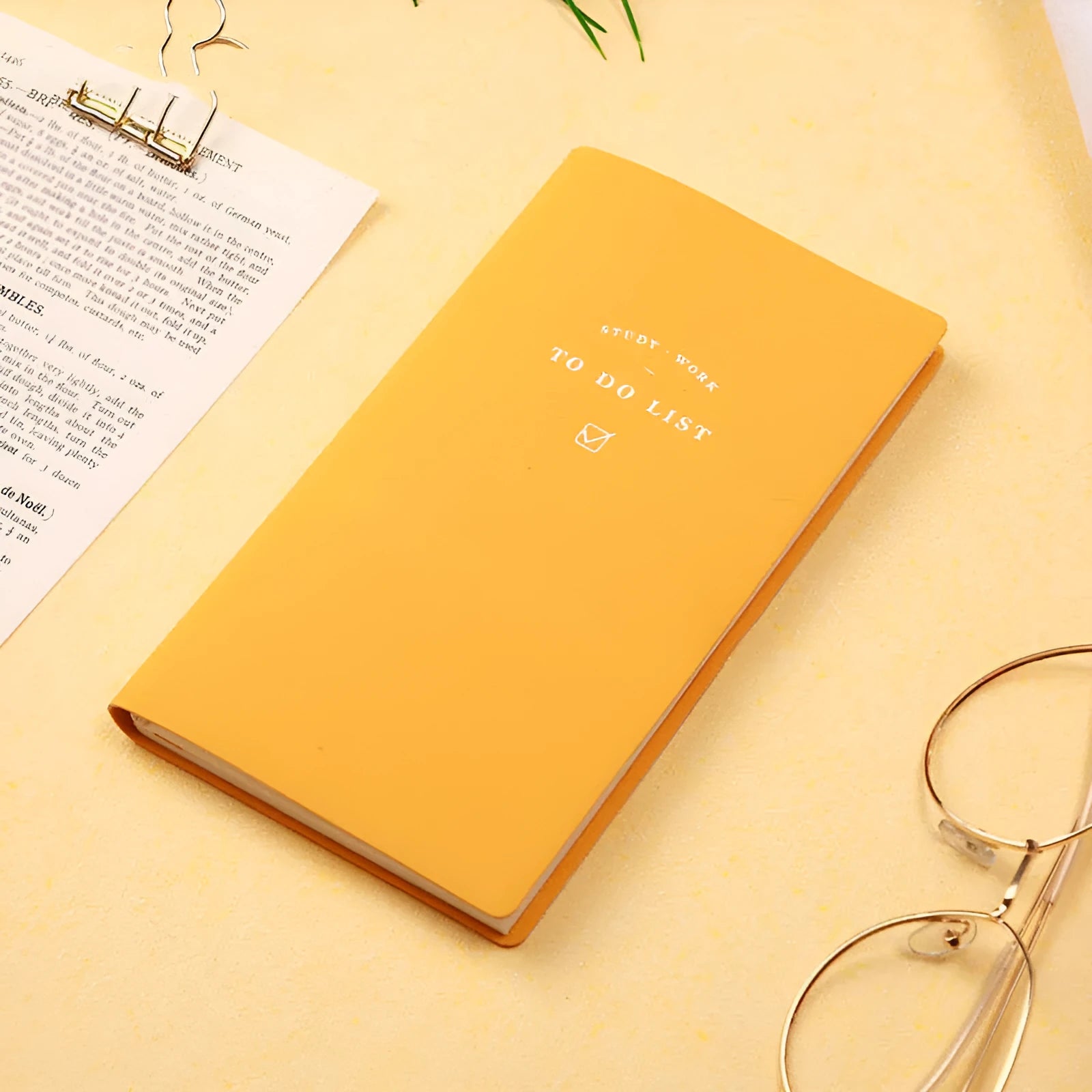 Portable todo list notebook with soft PU cover in four colour options showing compact 98x178mm size