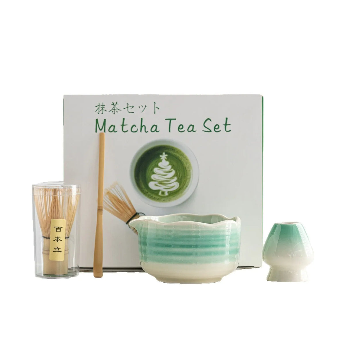 8-piece ceramic matcha bowl tea set with flower mouth bowl, Japanese style, 25 x 22 x 10.3 cm