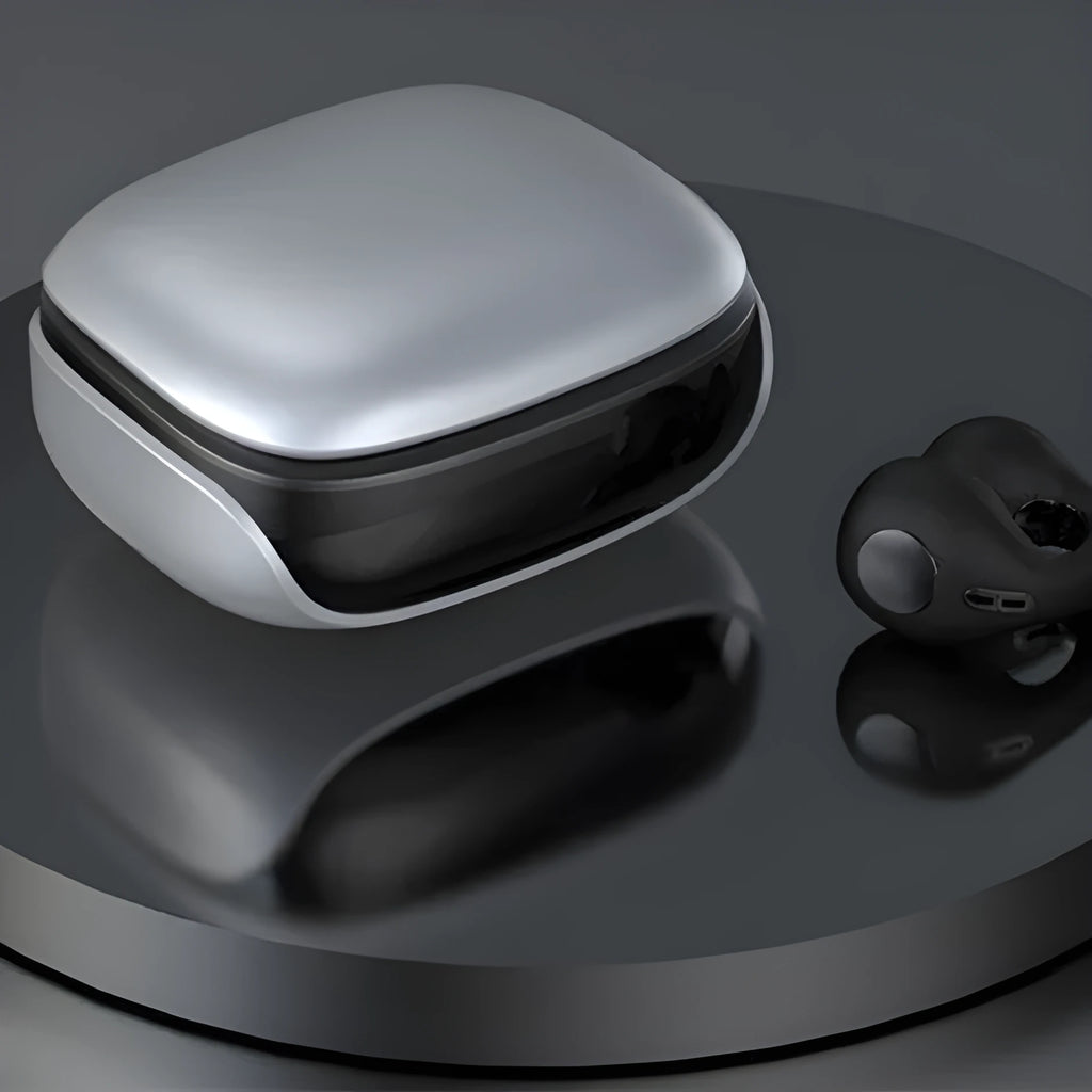JX80 bone conduction true wireless headphones in black, white, purple, and skin tone colours with charging case