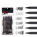 Set of six wood-free graphite sketching pencils in grades HB, 2B, 4B, 6B, 8B, and EE