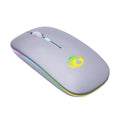 Black and white dual-mode wireless silent mouse with luminous charging scroll wheel.