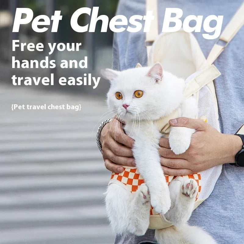 Soft non-woven canvas cat backpack in purple, orange, or blue with ventilation windows