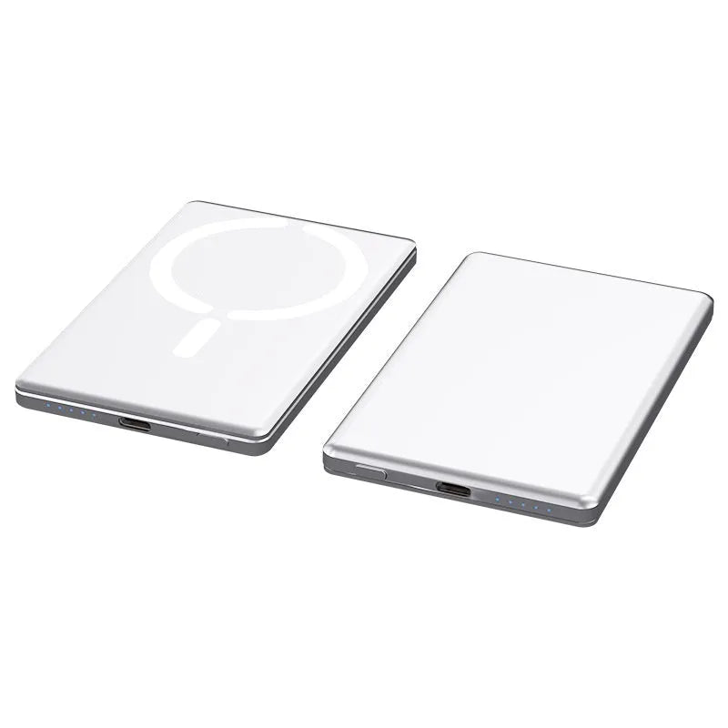 Ultra-thin magnetic power bank with alloy shell in black, silver, dark gray or violet