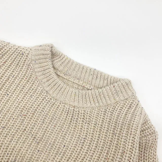 Vanilla cotton oversized sweater for children, sizes 0-3M to 2-3T, casual winter pullover top