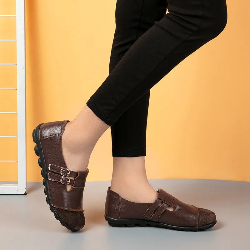 Button brand casual low-top flat shoes with Velcro strap in cow split leather, shown in multiple colours
