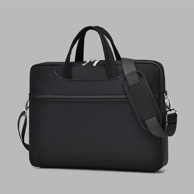 Large capacity Oxford cloth laptop bag for men in black, with waterproof and burden reduction features, suitable for 14-inch laptop