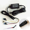 Dash cam hardwire kit power cord with red ACC wire, yellow power wire, black ground wire, and T-connector