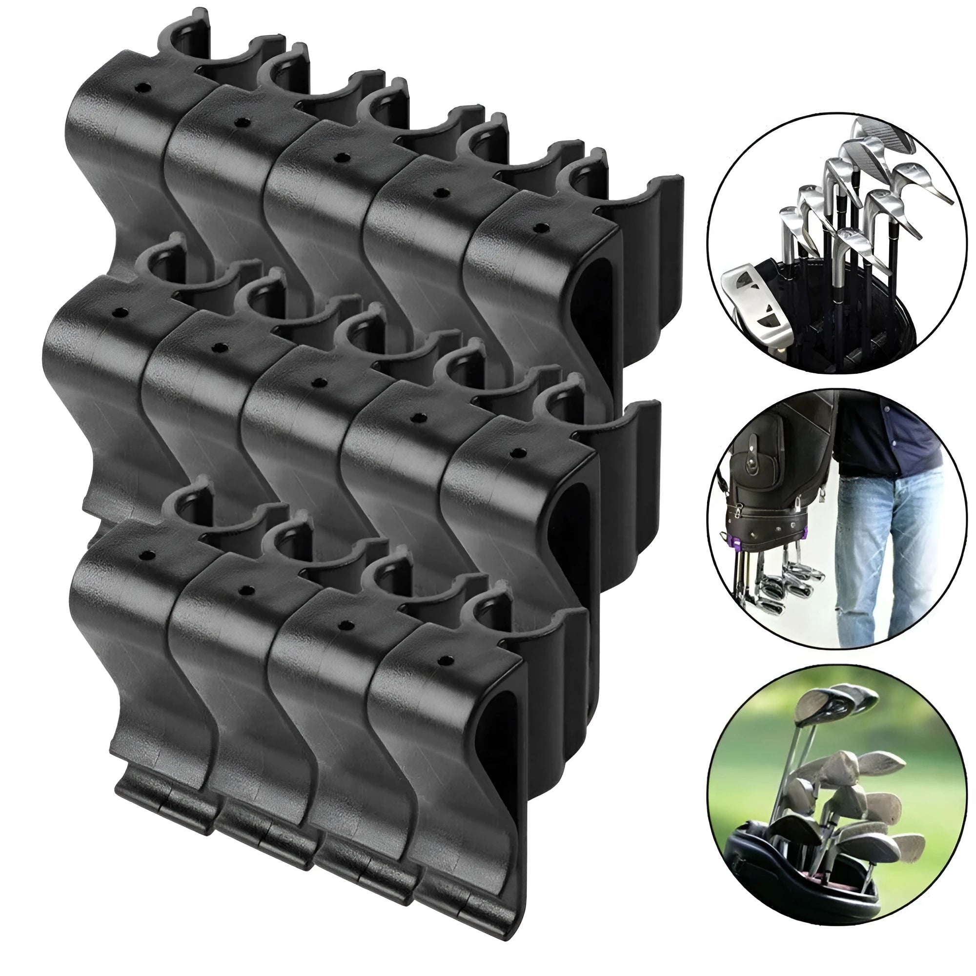 Black ABS golf putter clips 14 pack for club organisation